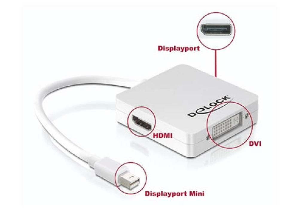 DeLOCK Adapter mini Displayport > Displayport / HDMI / DVI 29-pin
