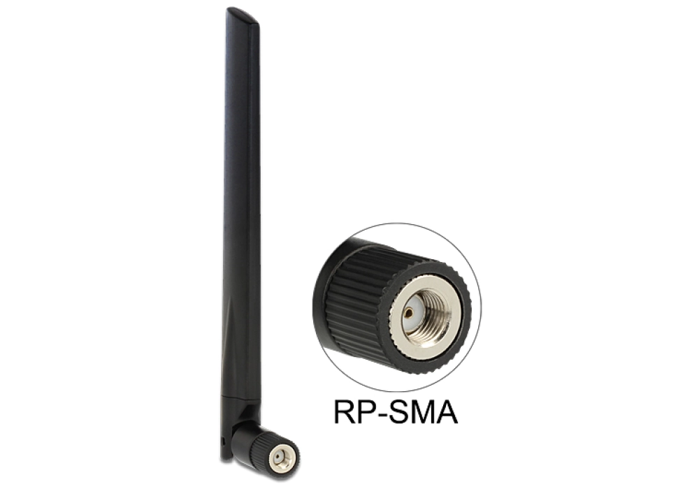 Delock Antenne Wi-Fi RP-SMA Dualband 18 cm RP-SMA 5 dBi Rayonnement omni directionnel 