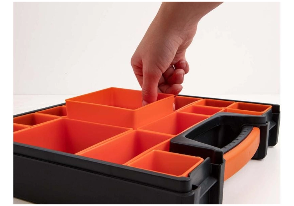 DeLOCK Boîte d'assortiment Orange / Noir 14 compartiments