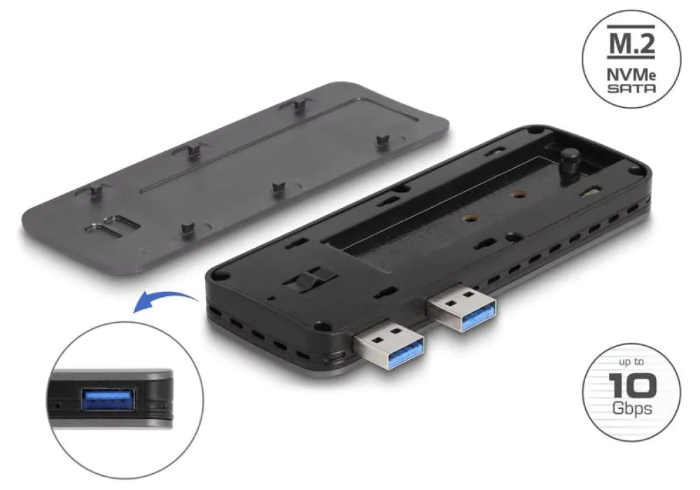 Delock Boîtier externe USB3.2 Gen 2 pour PS5 avec slot M.2 NVMe - 42013 