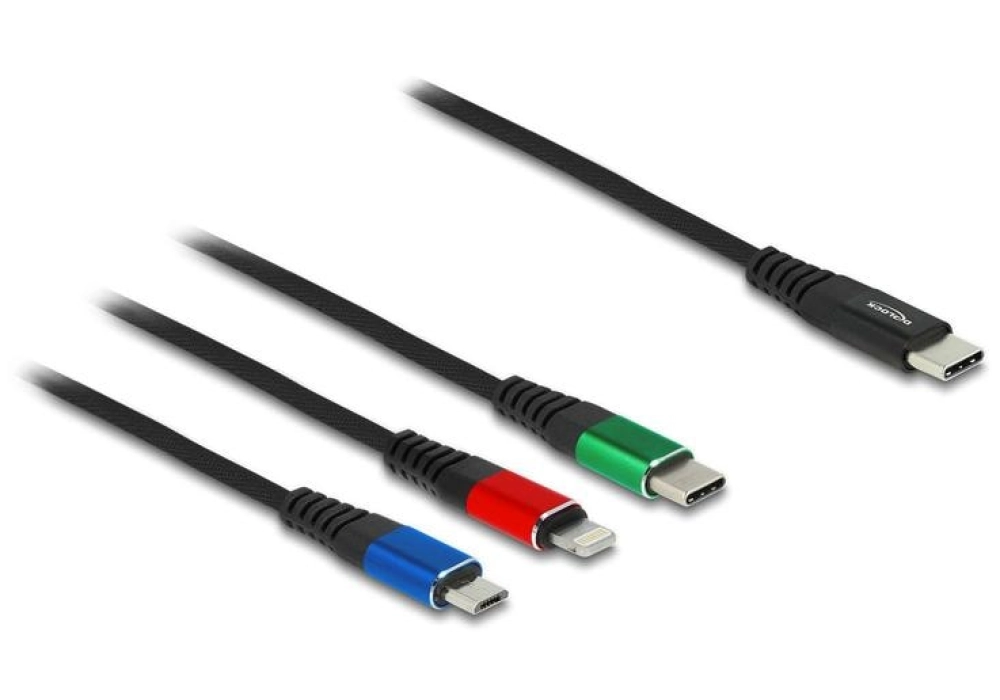 DeLOCK Câble chargeur USB/USB-C - Lightning - Micro-USB B - 0.3 m - 86820 