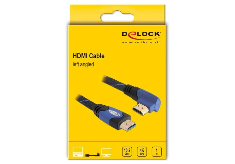 Delock Câble coudé à gauche HDMI - HDMI - 1.0 m (Bleu)