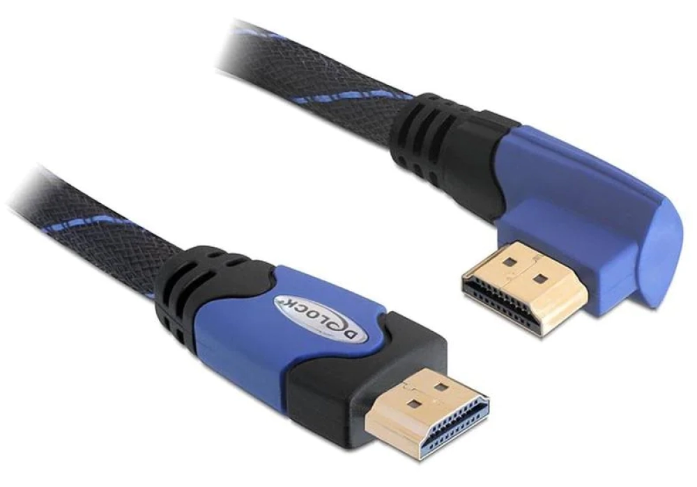 DeLock Câble coudé à gauche HDMI - HDMI - 2 m (Bleu)