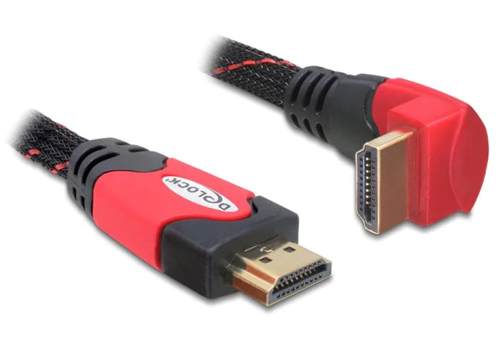 Delock Câble coudé en bas HDMI - HDMI, 1 m, Rouge