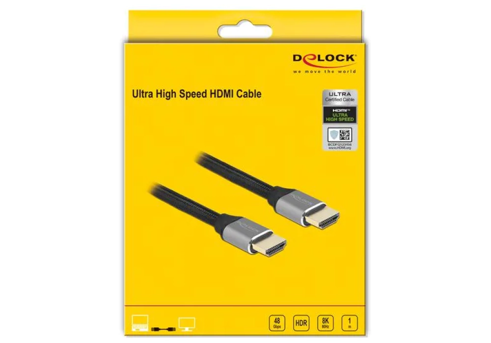 Delock Câble HDMI / HDMI - 8K 60Hz - 1.0 m (Gris)