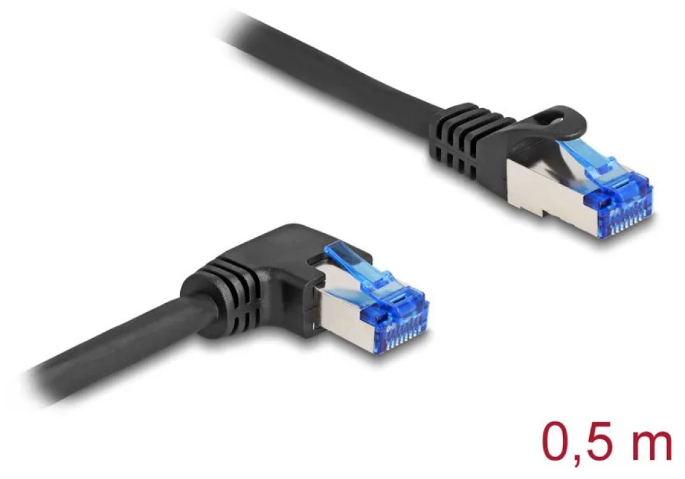 Delock Câble patch angulé à droite Cat 6A, S/FTP, 0.5 m, Noir