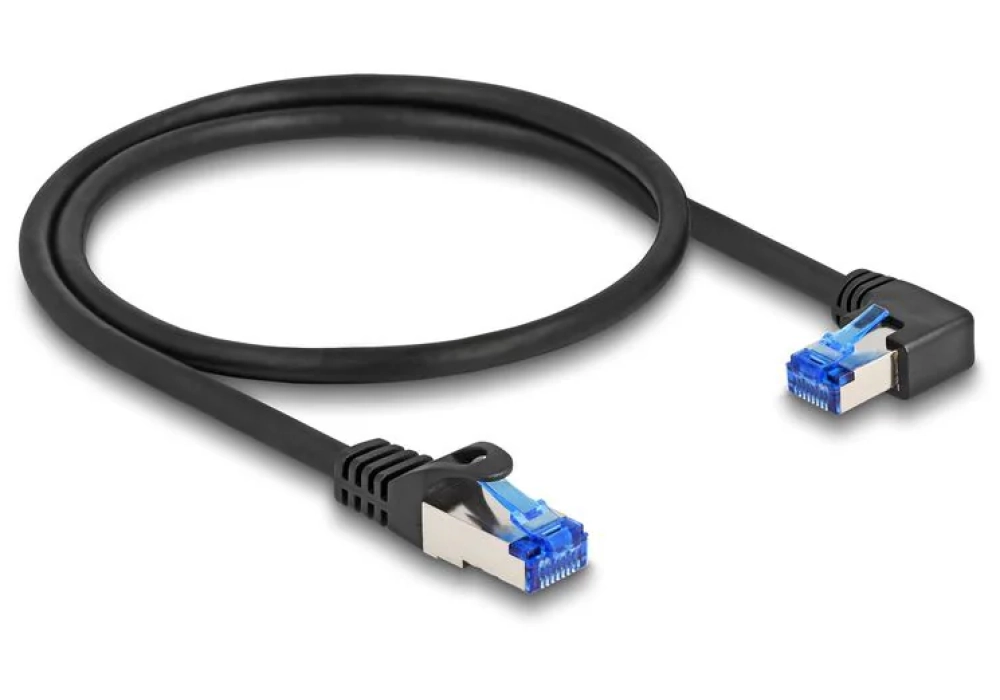 Delock Câble patch angulé à droite Cat 6A, S/FTP, 0.5 m, Noir