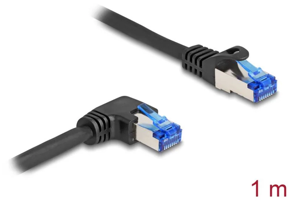 Delock Câble patch angulé à droite Cat 6A, S/FTP, 1 m, Noir