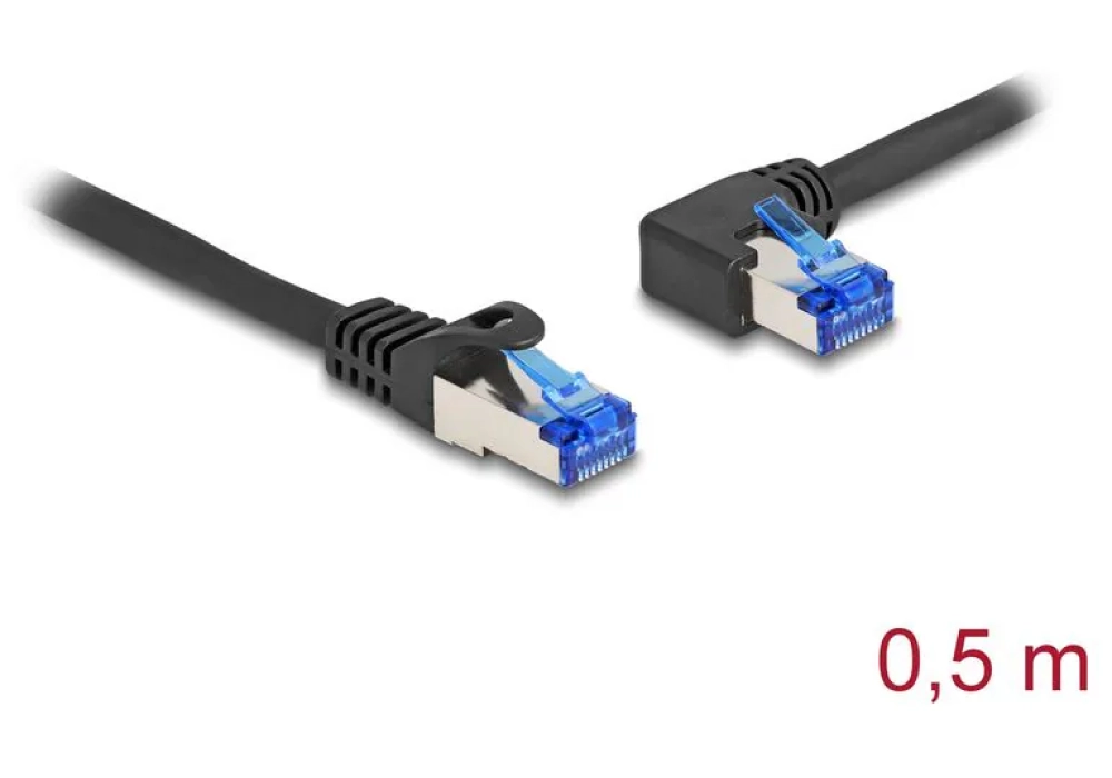 Delock Câble patch angulé à gauche Cat 6A, S/FTP, 0.5 m, Noir