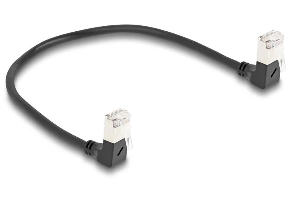 Delock Câble patch coudé à 90 Cat 6A, S/FTP, 0.25 m, Noir