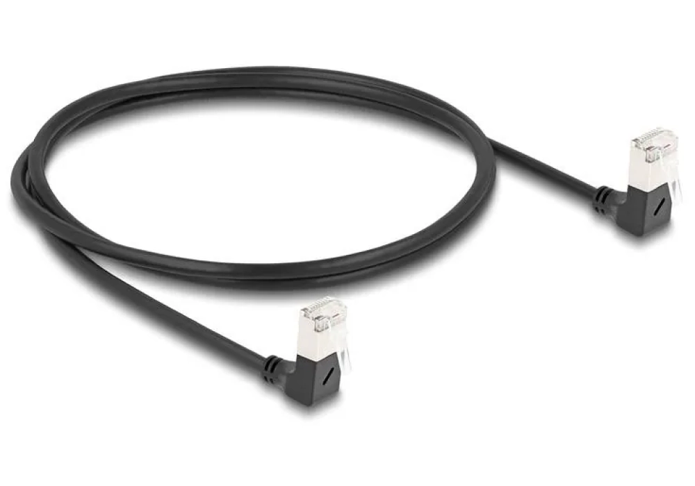 Delock Câble patch coudé à 90 Cat 6A, S/FTP, 1 m, Noir