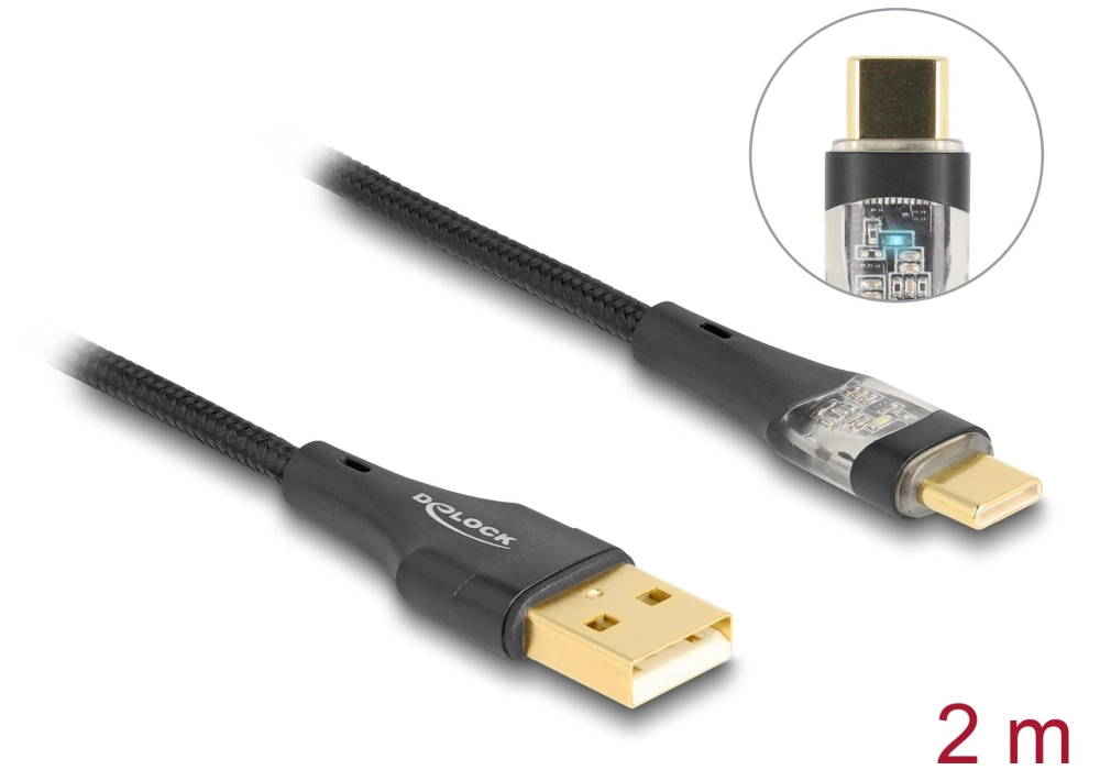 Delock Câble USB 2.0 Fonction de charge rapide 60W USB A - USB C 2 m
