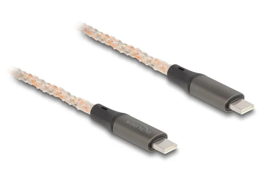 Delock Câble USB 2.0 illumination RGB, PD 3.0, USB C - USB C 1.2 m