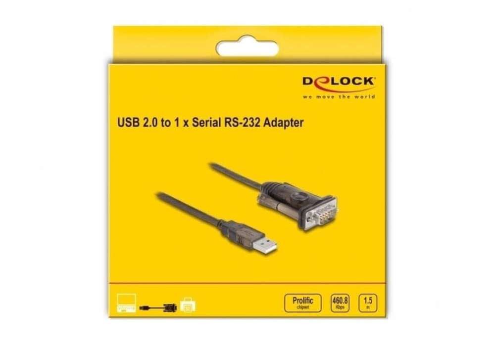 DeLOCK Câble USB 2.0 Type-A vers 1 x Serial RS-232 avec vis - 1.5 m