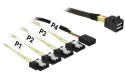 DeLOCK Cable Mini SAS HD SFF-8643 > 4 x SATA + Sideband - 1.0 m