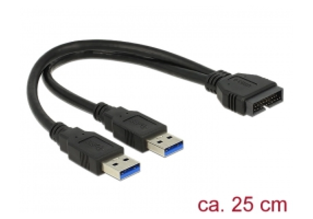 DeLOCK Cable USB 3.0 Pin Header (M) > 2 x USB 3.0 (M)