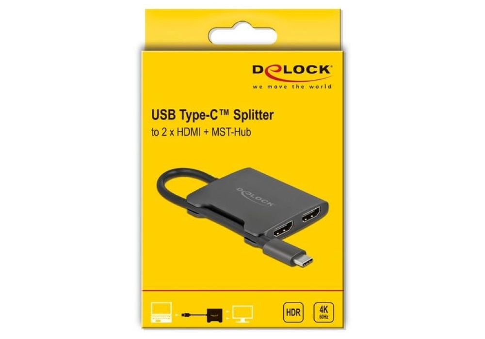 DeLOCK Diviseur USB Type-C (Mode DP Alt) à 2 x HDMI MST