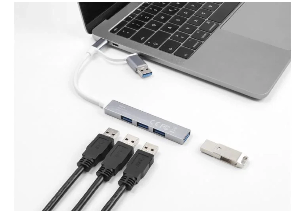 Delock Hub slim USB-C+A vers 4x USB-A
