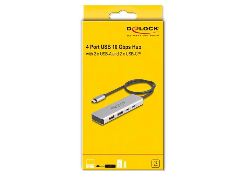 Delock Hub USB 10 Gbps 2 x USB Type-A et 2 x USB Type-C