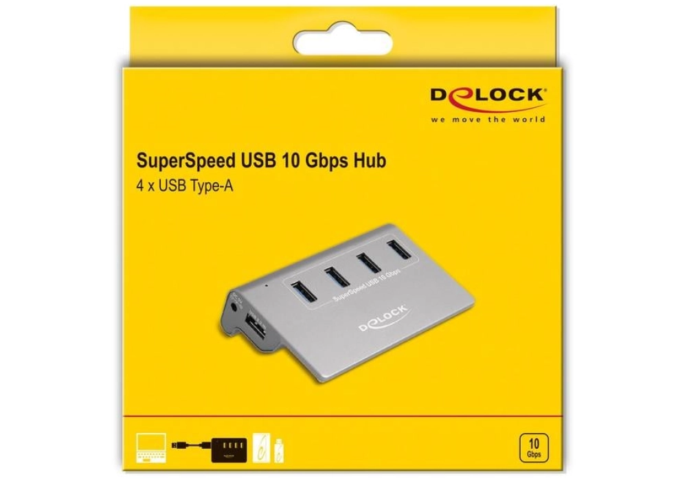 DeLOCK Hub USB 3.2 Gen 2 avec 4 ports USB Type-A