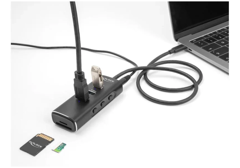 Delock Hub USB 3x USB A/1x USB C 10Gbps et 1x microSD/SD