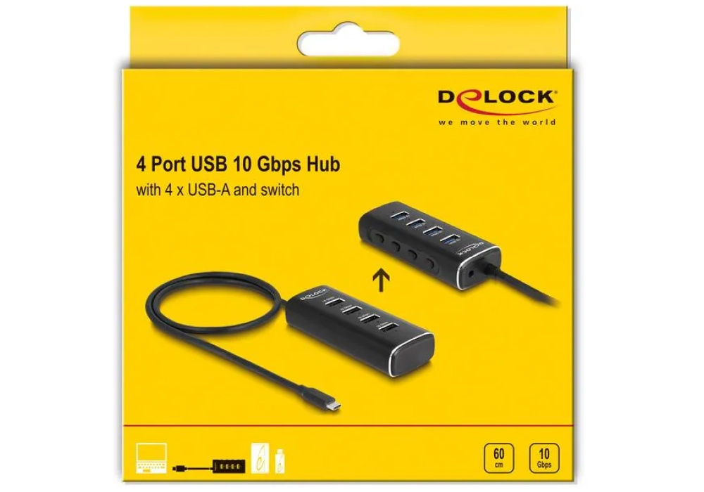 Delock Hub USB 4x USB A 10Gbps/1x USB C 10Gbps