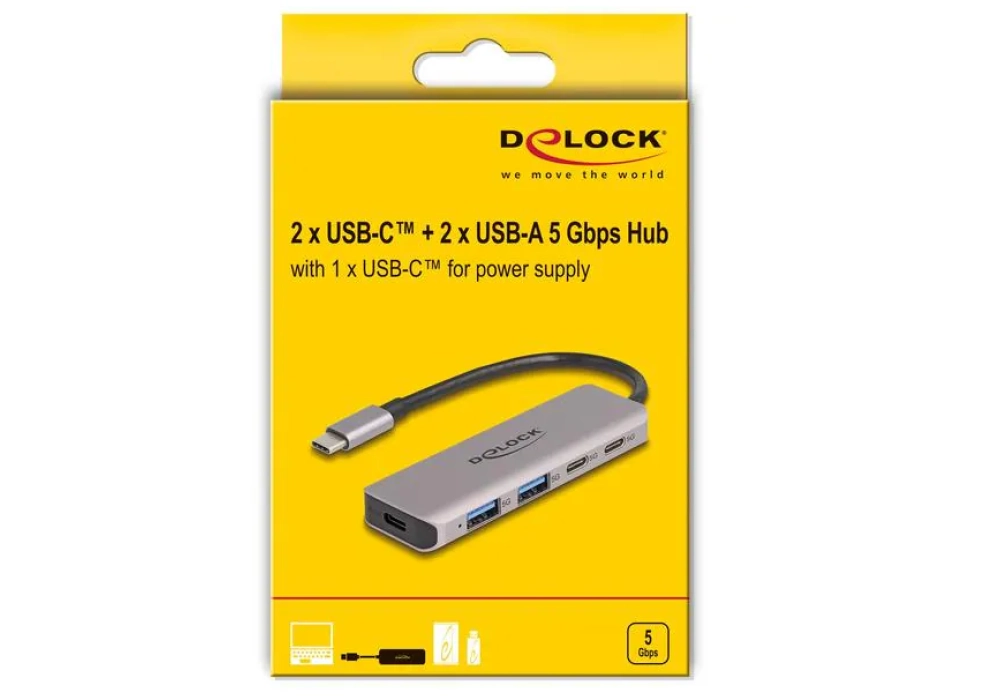 Delock Hub USB 5 Gbps 2x USB-C / 2x USB-A