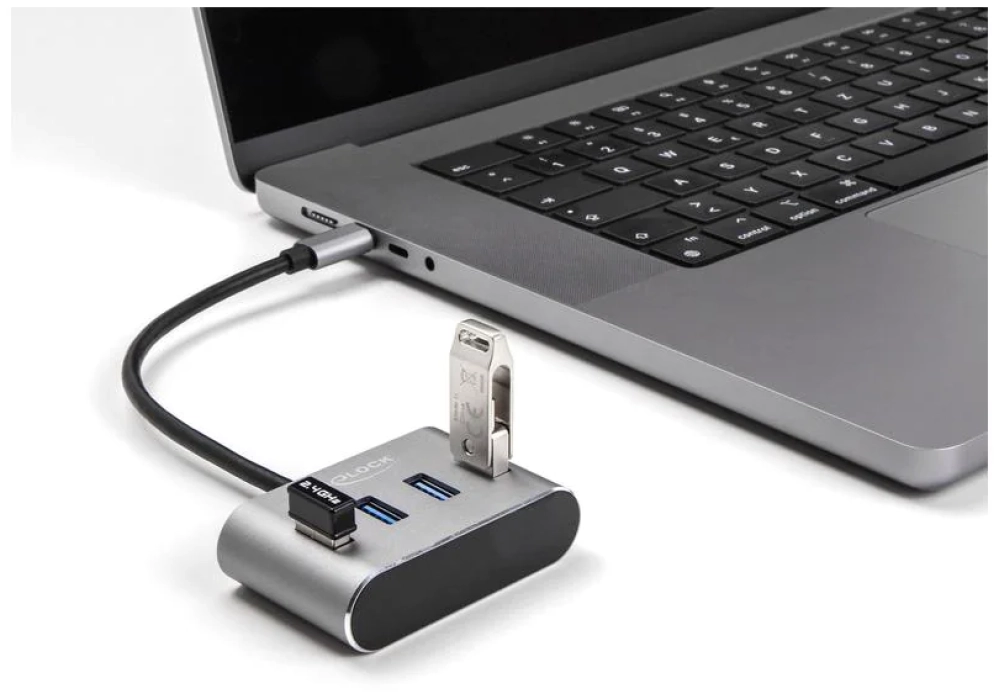 Delock Hub USB-C vers 4 x USB 3.0 type A avec disposition verticale
