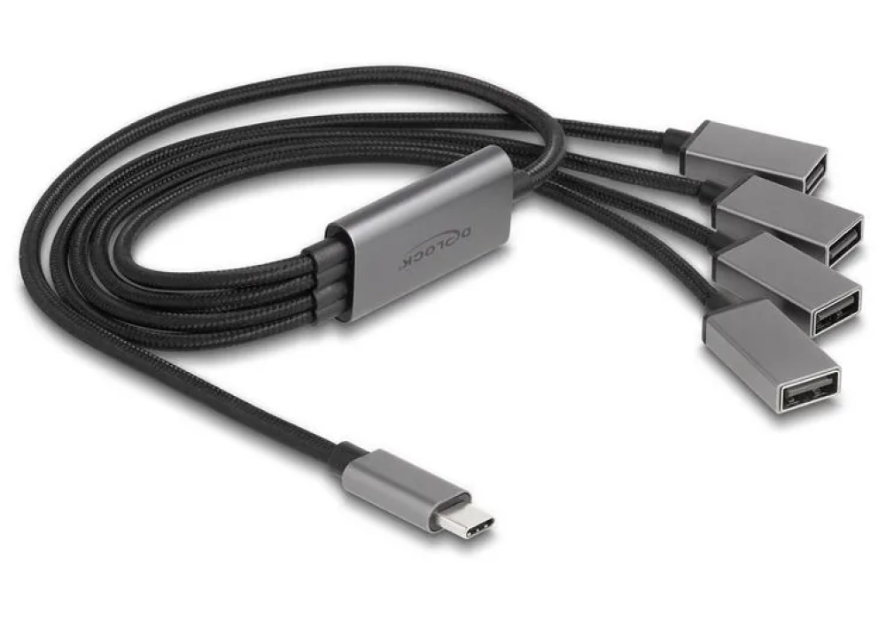 Delock Hub USB USB 2.0 - 4x USB-A, USB Type-C, 60 cm