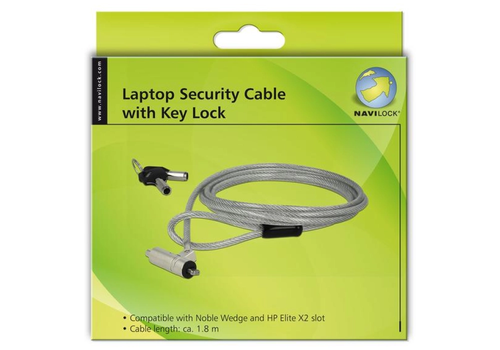 DeLOCK Navilock Câble de sécurité avec verrou à clé pour Noble Wedge