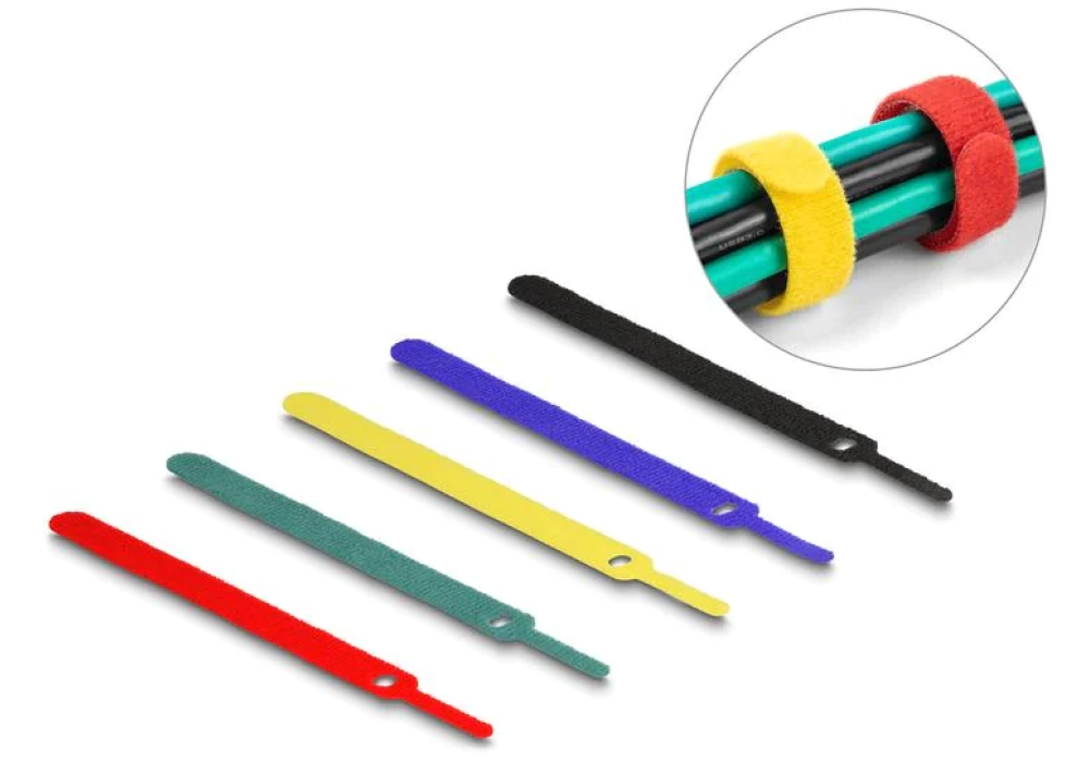 DeLock Serre-câble auto-agrippant Multicolore - 150 mm x 12 mm - 10 pièces