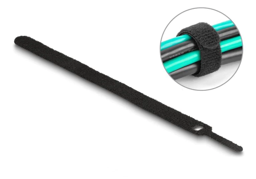 DeLock Serre-câble auto-agrippant Noir - 200 mm x 12 mm - 10 pièces