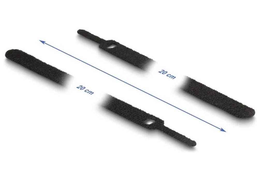 DeLock Serre-câble auto-agrippant Noir - 200 mm x 12 mm - 10 pièces