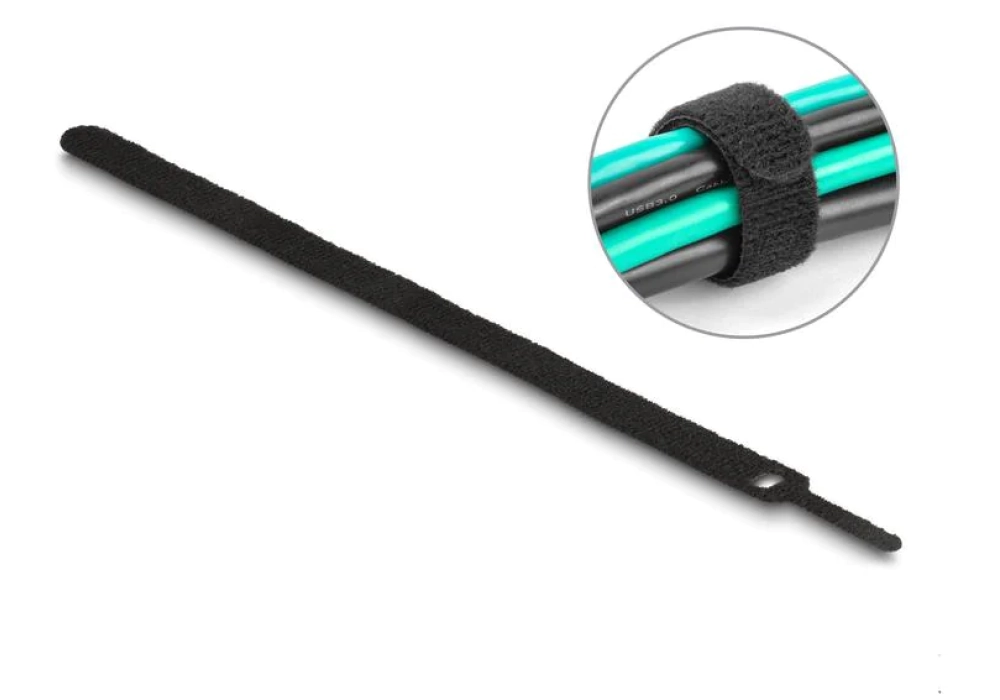 DeLock Serre-câble auto-agrippant Noir - 250 mm x 12 mm - 10 pièces