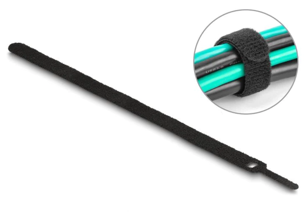 DeLock Serre-câble auto-agrippant Noir - 300 mm x 12 mm - 10 pièces