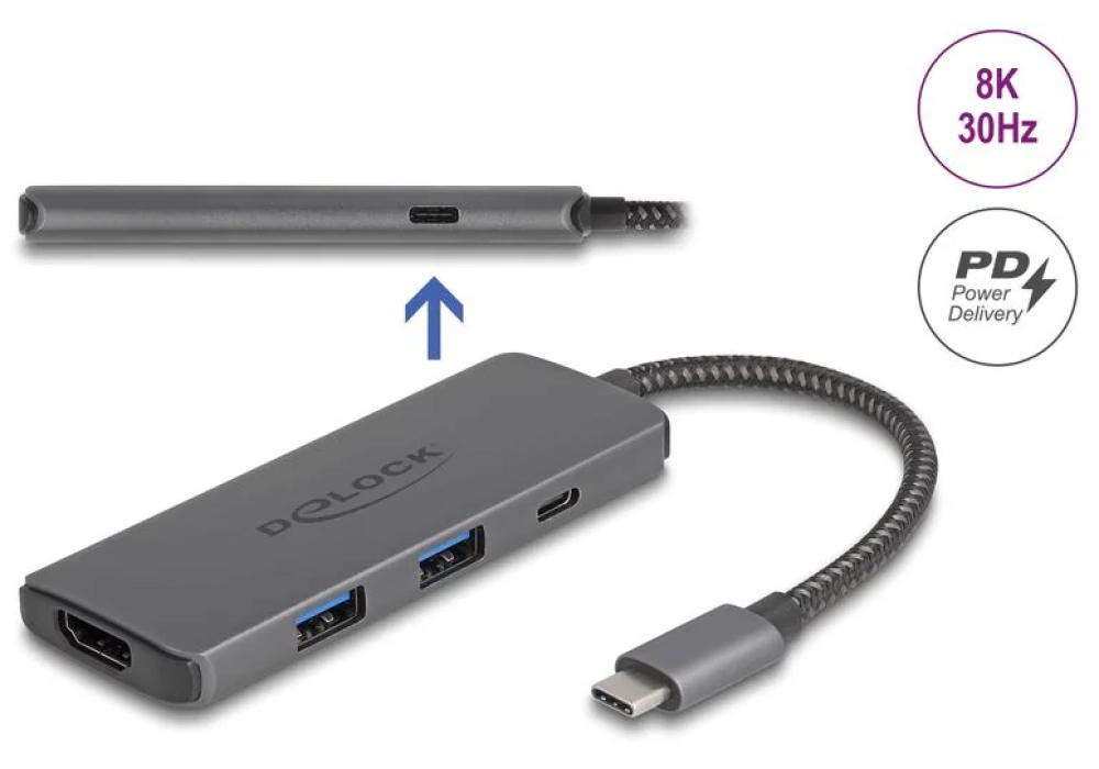 Delock Station d'accueil USB-C 8K – HDMI/USB/PD 3.0 100W