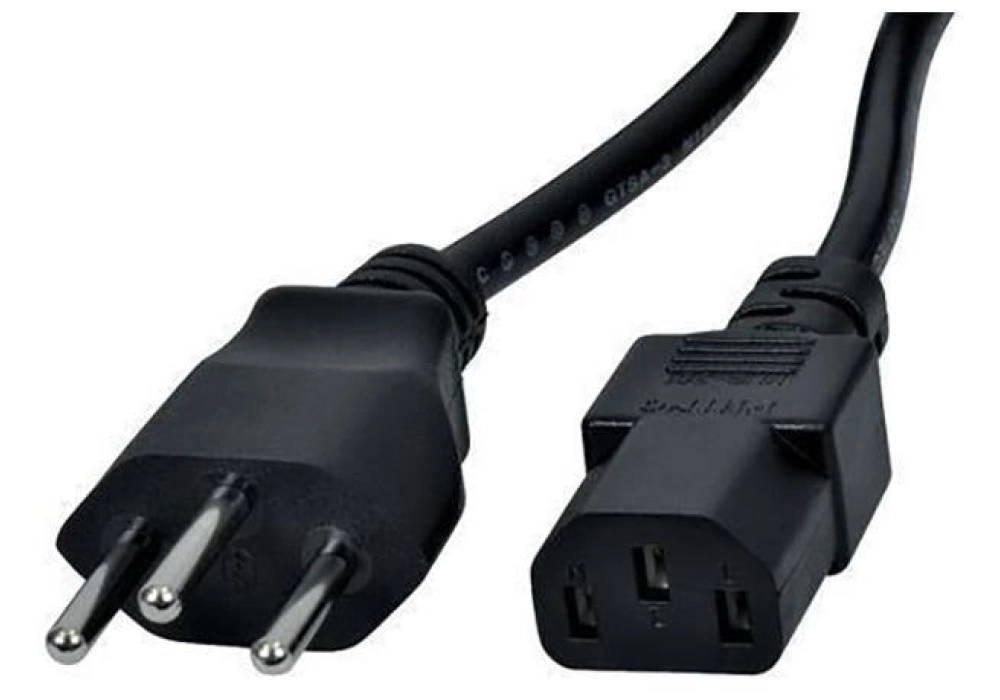 Diggelmann Câble d'alimentation 3 m C13 - T12, 1 mm², Noir