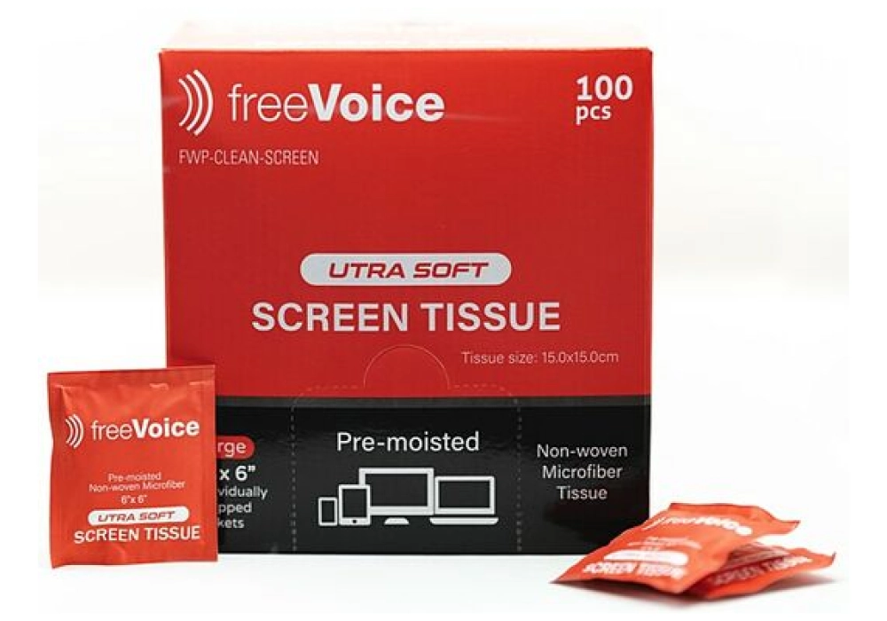 freeVoice Screen Cleaner Cloth 100 pcs