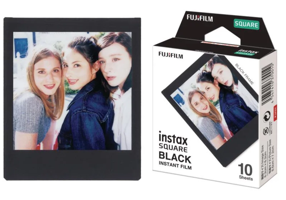 Fujifilm Film instantané Instax Square 10 feuilles, noir