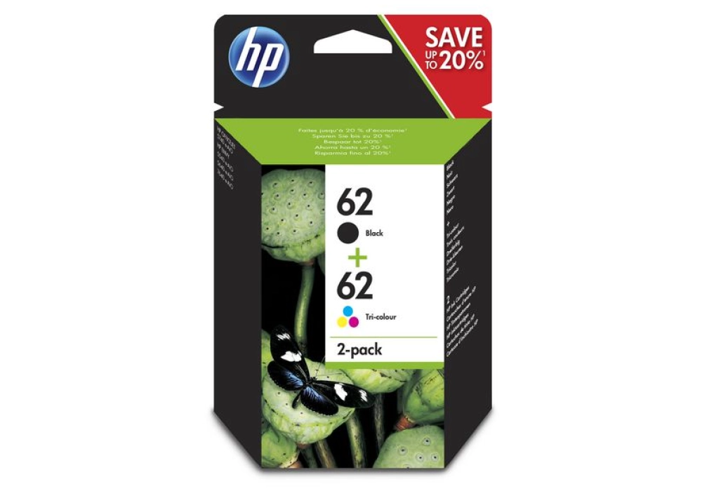 HP 62 Inkjet Cartridge - Combo Pack - Black / Tri-color