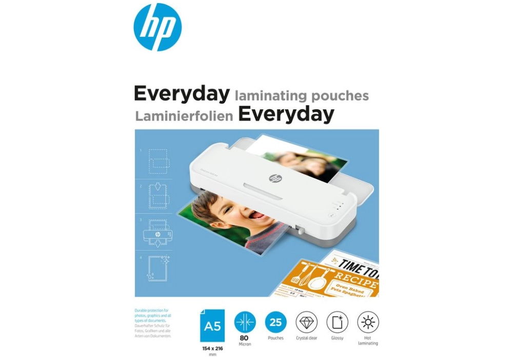HP Everyday Laminating Pouches - A5 - 80 Micron - 25x
