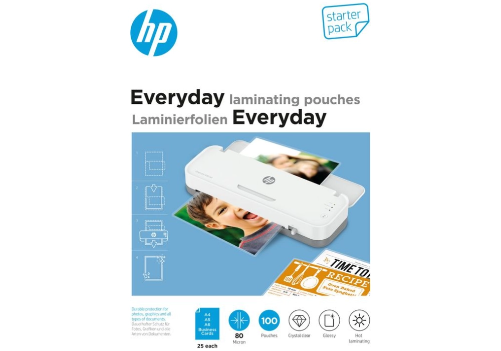 HP Everyday Laminating Pouches - Starter Set - 80 Micron - 100x