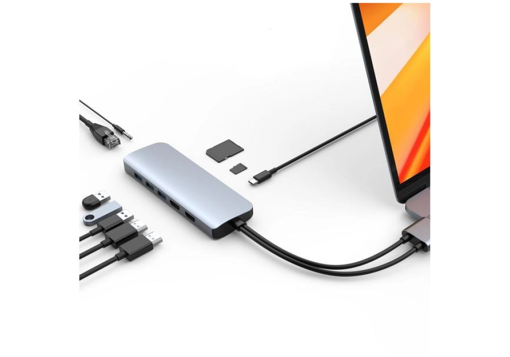 HYPER VIPER 10-in-2 USB-C Hub (Gris)