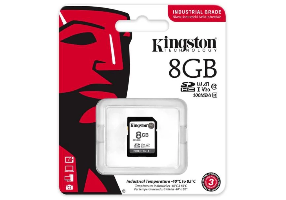 Kingston Carte SDHC Industrial 8 GB - SDIT/8GB 
