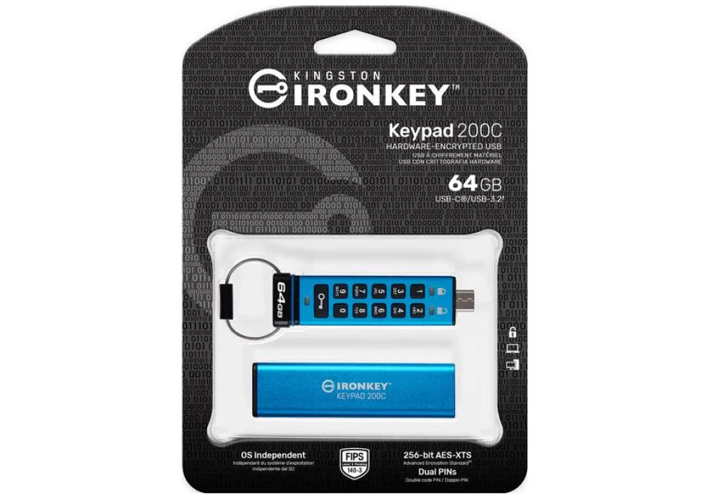 Kingston Clé USB IronKey Keypad 200C 64 GB