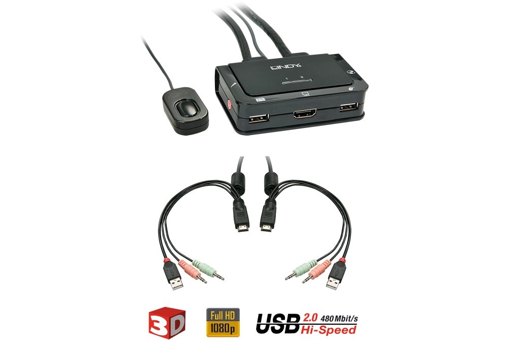 Lindy Switch KVM Compact HDMI USB 2.0 & Audio