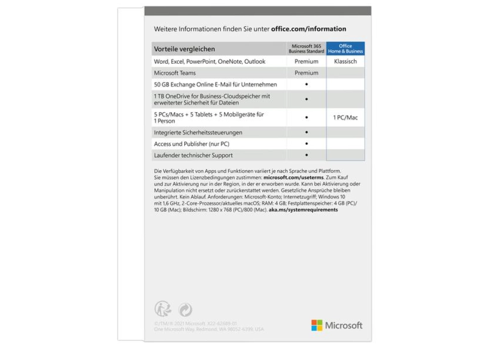 Microsoft Office Home and Business 2021 - Boite - EN