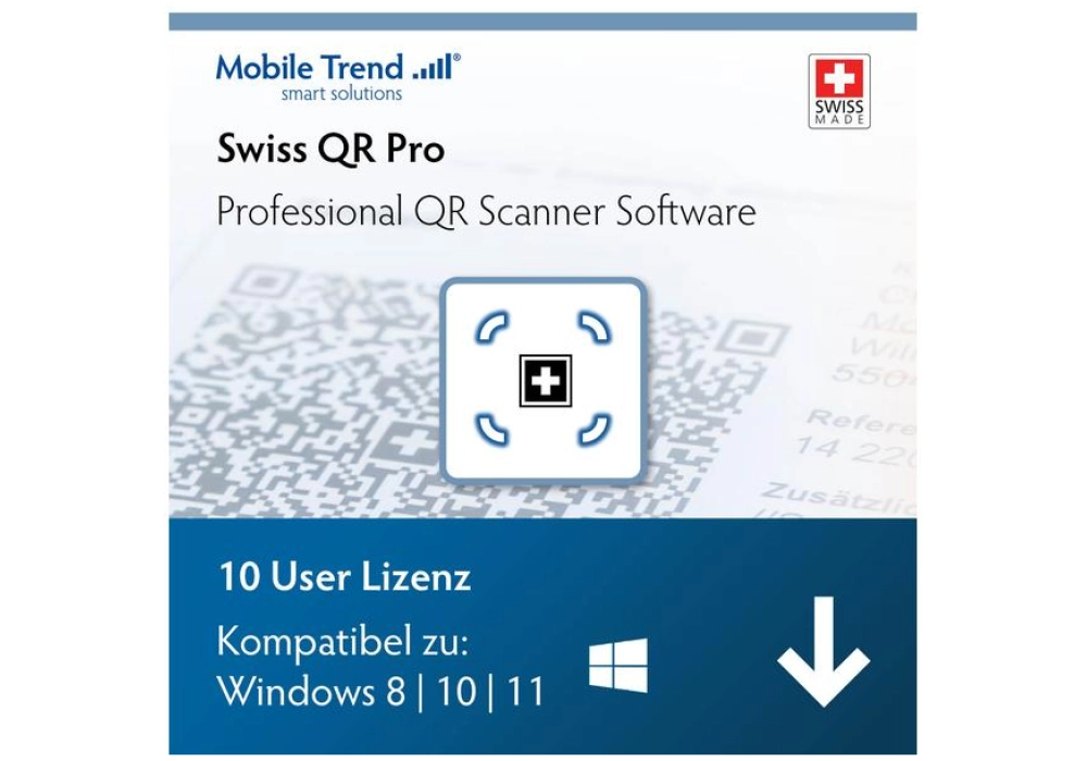 Mobiletrend Swiss QR Scanner Pro ESD - Version complète, 10 utilisateurs - DE/FR/EN/IT