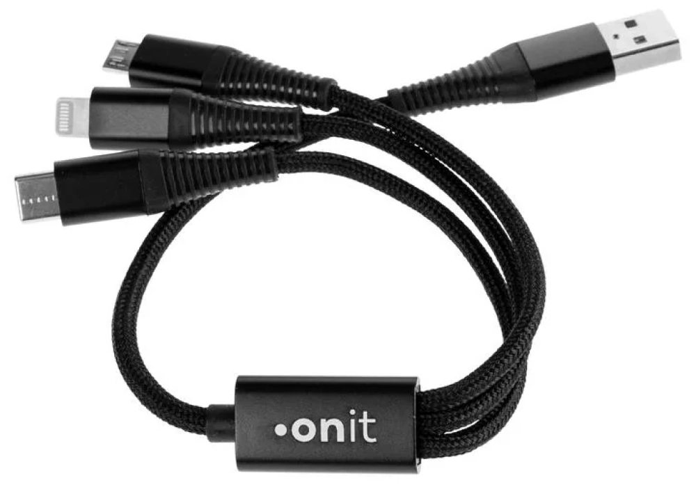 onit Câble chargeur USB USB A - Lightning/Micro-USB B/USB C 0.2 m