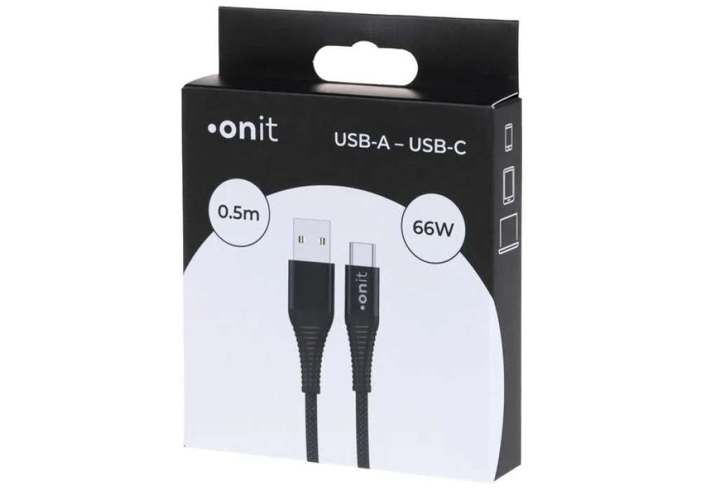 onit Câble USB 2.0 USB A - USB C 0.5 m, Noir